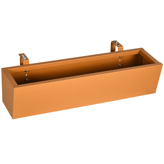 Outsunny Jardinera Colgante De Acero Con 2 Ganchos Ajustables 91x35x24 Cm Marrón_0