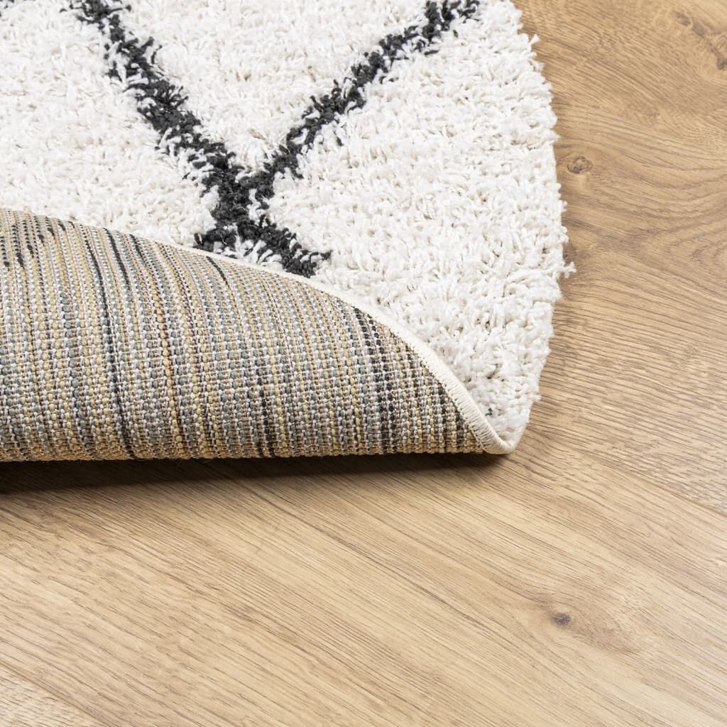 Vidaxl Alfombra De Pelo Largo Moderna Pamplona Crema Y Negro Ø 80 Cm_4