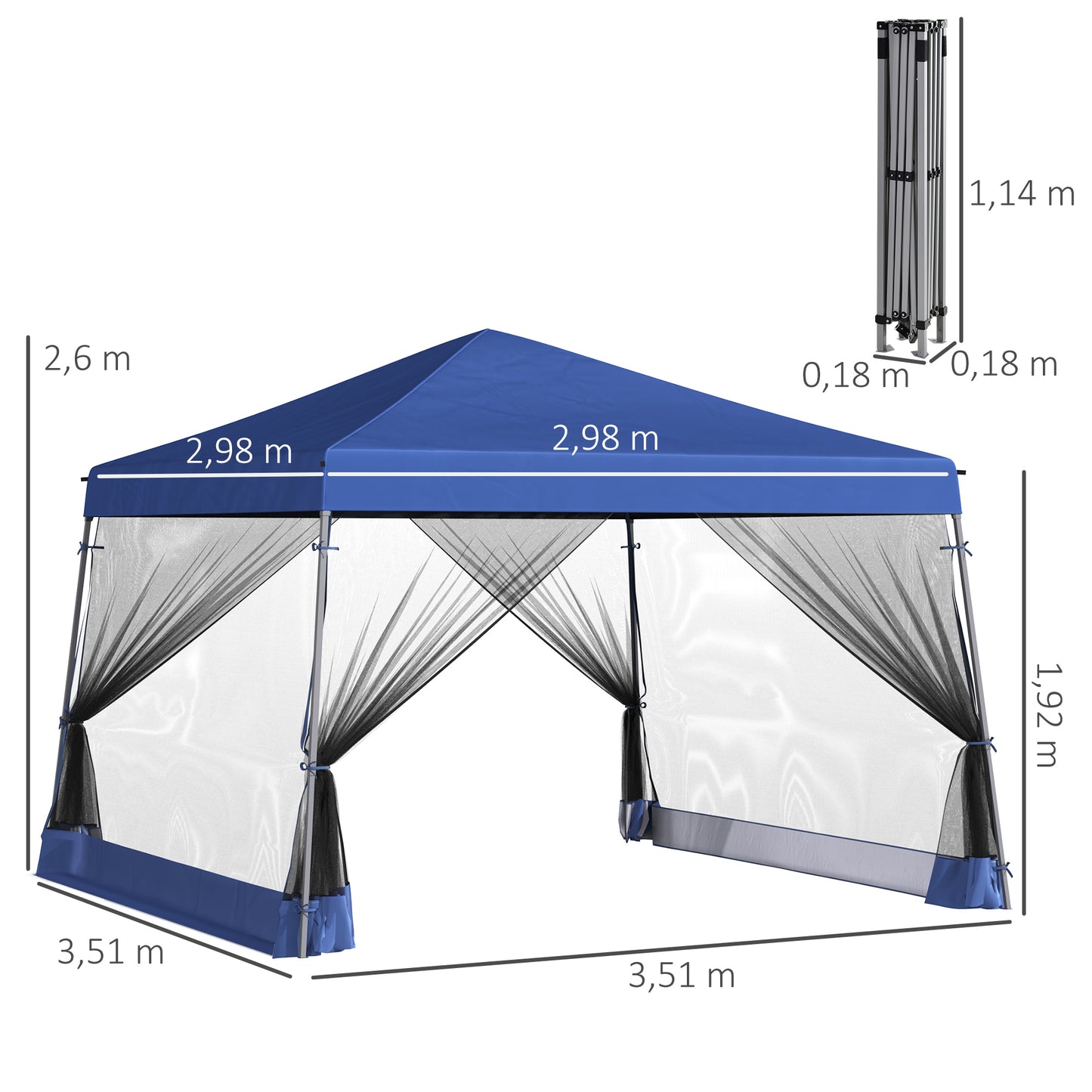 Outsunny Carpa Plegable De Camping Cenador Para Exterior Con Mosquitera_2