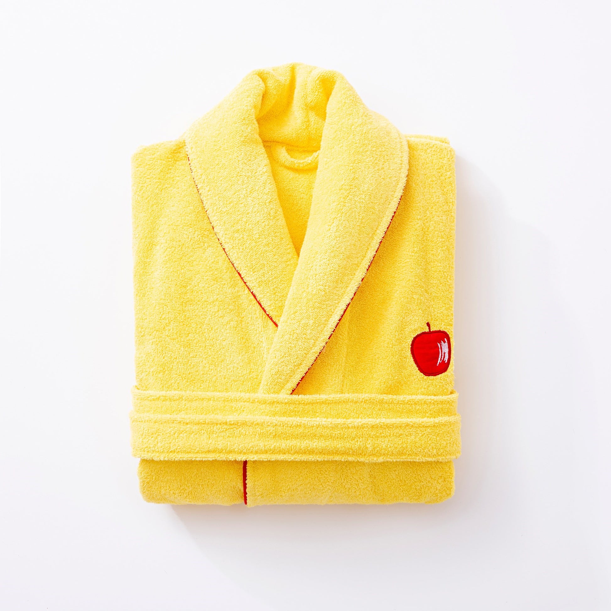 Albornoz M/l 380gsm 100%algodon Amarillo Con Manzana Roja Benetton Fruits Be_2