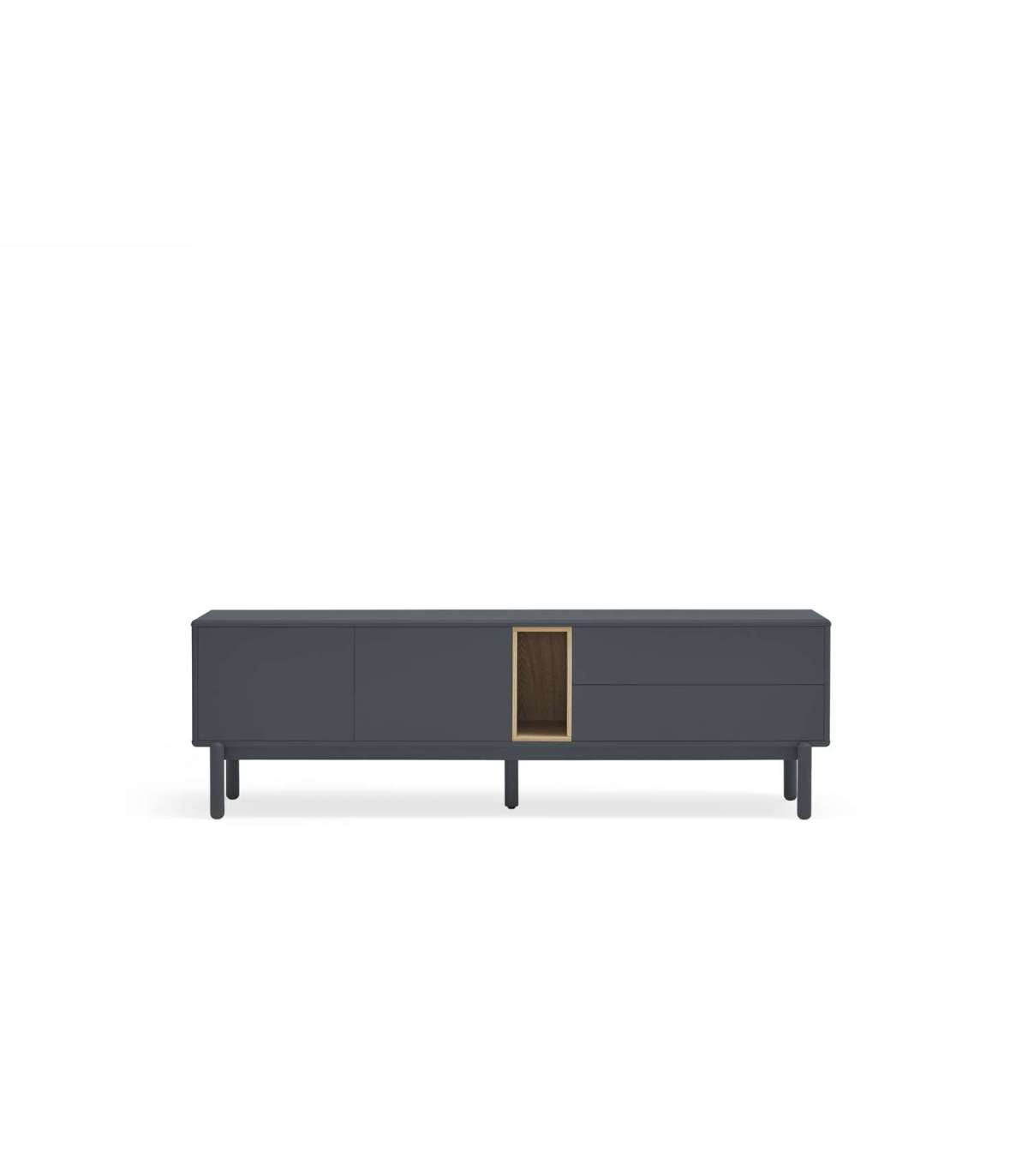 Mueble Para Televisión Modelo Corvo 2 Puertas 2 Cajones Acabado Gris Antracita, 40cm(anch_0