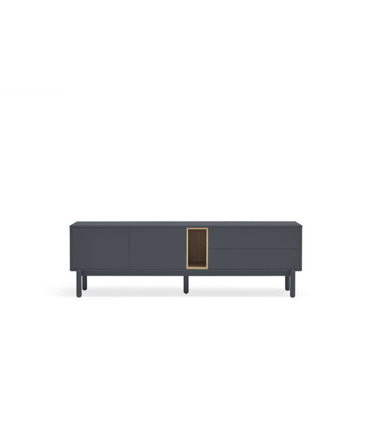 Mueble Para Televisión Modelo Corvo 2 Puertas 2 Cajones Acabado Gris Antracita, 40cm(anch_0