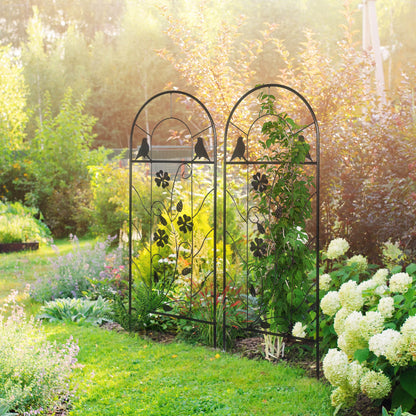 Outsunny Juego De 2 Enrejados De Jardín Con Marco Metálico 38x98 Cm Negro_1