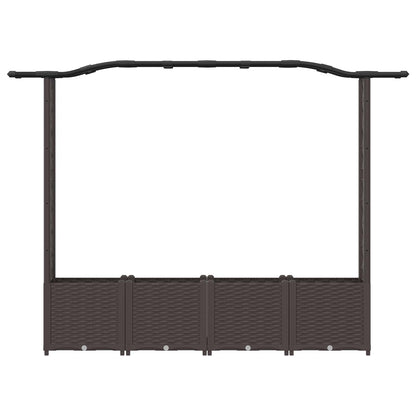 Cama Elevada Con Trellis Y Techo Marrón 204 X 40 X 138 Cm Pp_3