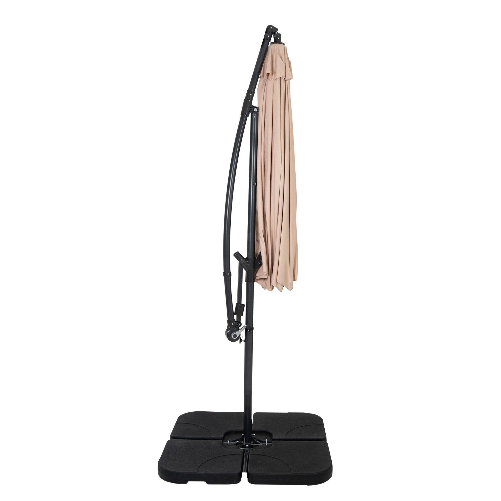 Parasol Excéntrico De 3 M Con Base Cuadrada – Beige_1