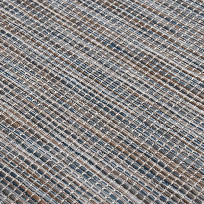 Alfombra De Exterior De Tejido Plano Marrón Y Azul - 80x250 Cm / Vetonek_3