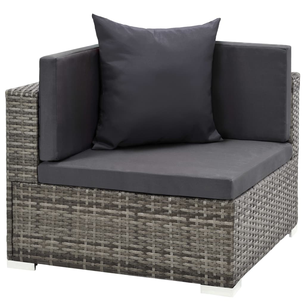 Vidaxl Set De Muebles De Jardín 7 Pzas Y Cojines Ratán Sintético Gris_5