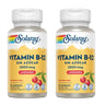 Embalagem de 2 comprimidos de vitamina B12 2000 mcg sublinguais Solaray 90 comprimidos