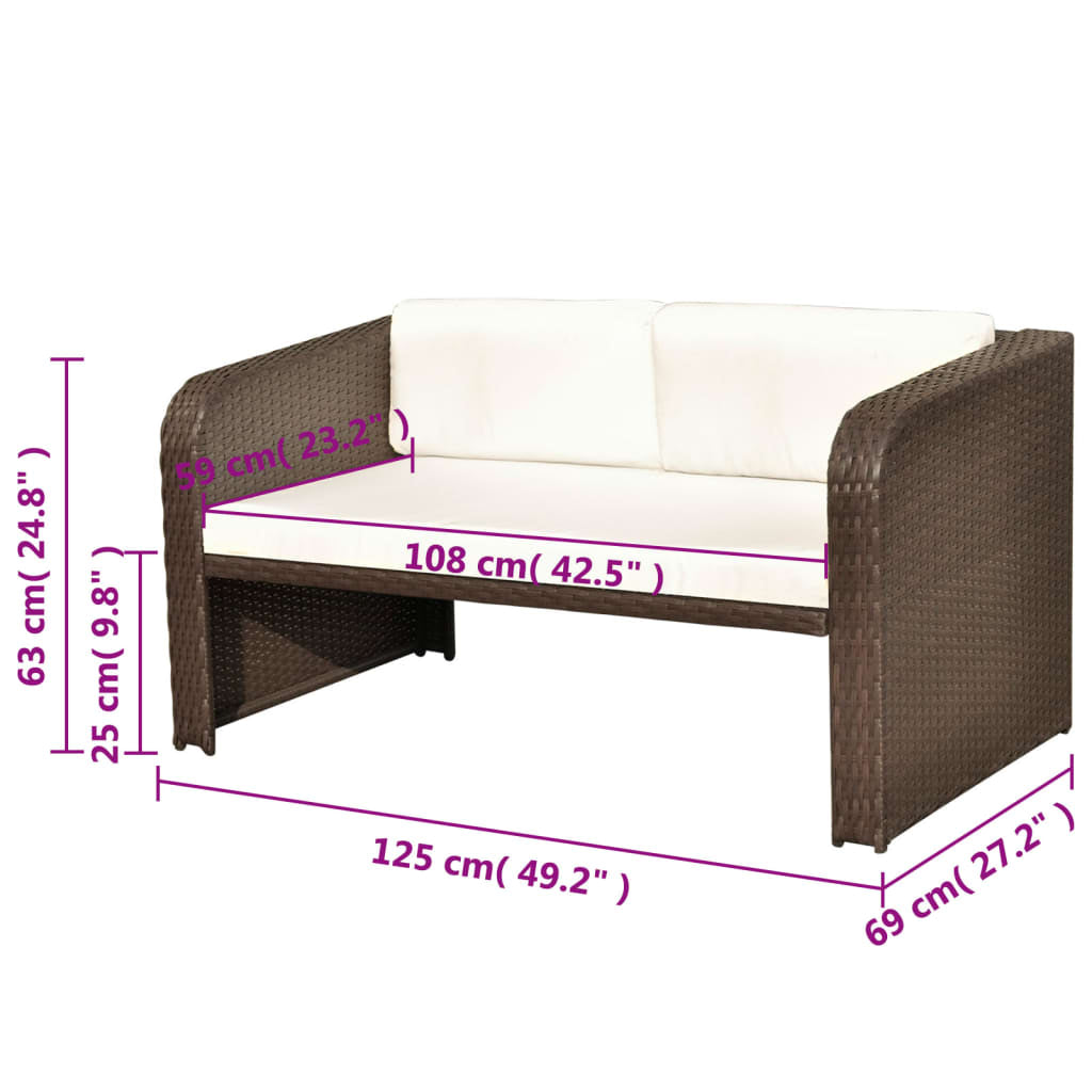Vidaxl Set Muebles De Jardín 4 Piezas Y Cojines Ratán Sintético Marrón_2
