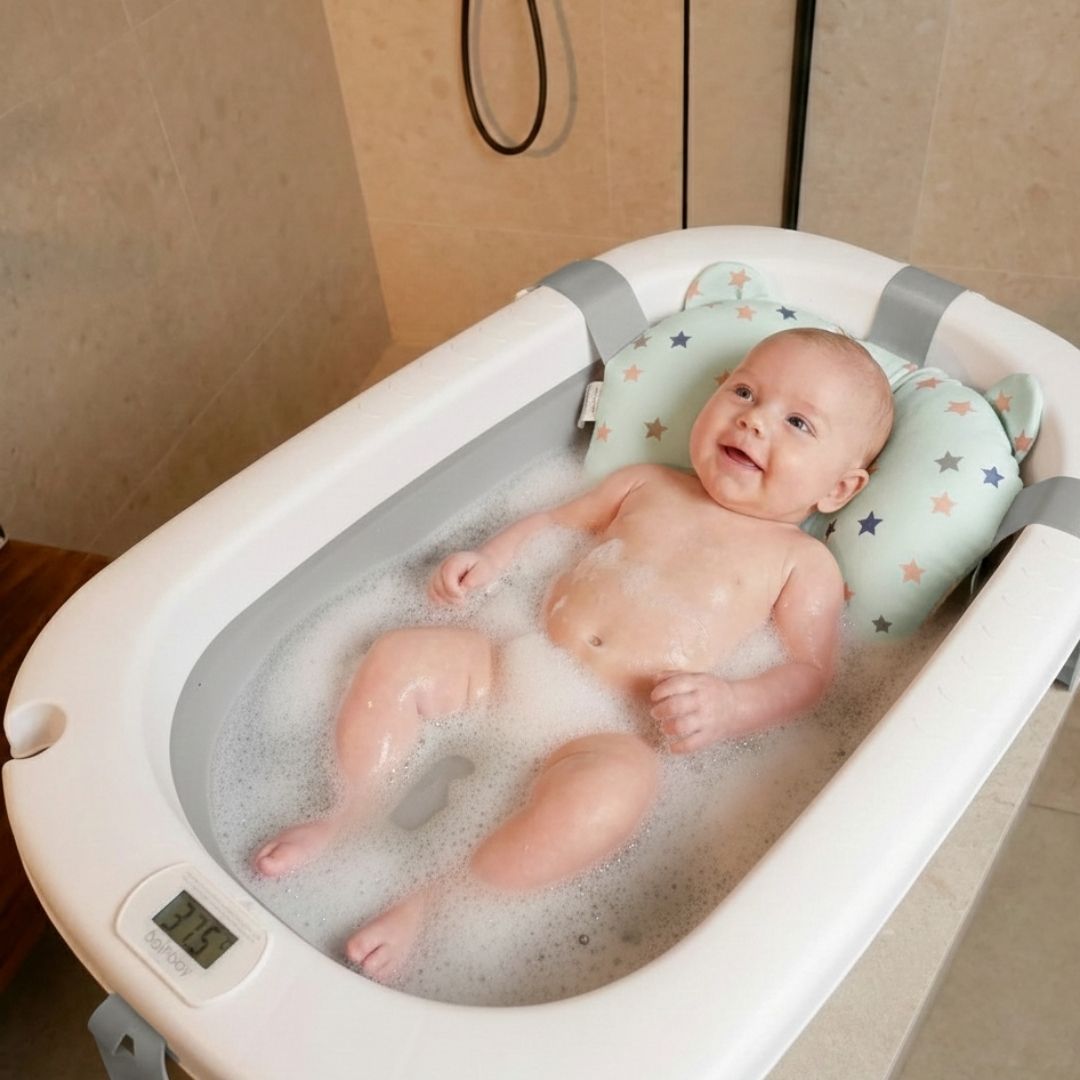 Bathby Cojín De Baño Antideslizante Con Estampado De Corona Para Estrellas azul, Cómodo Y Seguro_1