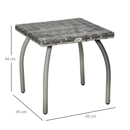 Outsunny Mesa De Jardín De Ratán Con Patas De Metal 45x45x44 Cm Gris_2