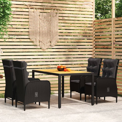 Vidaxl Juego De Comedor Para Jardín 5 Piezas Ratán Sintético Negro_1