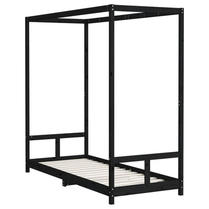 Estructura De Cama Para Niños Madera De Pino Negro 80x200 Cm / Vetonek_5