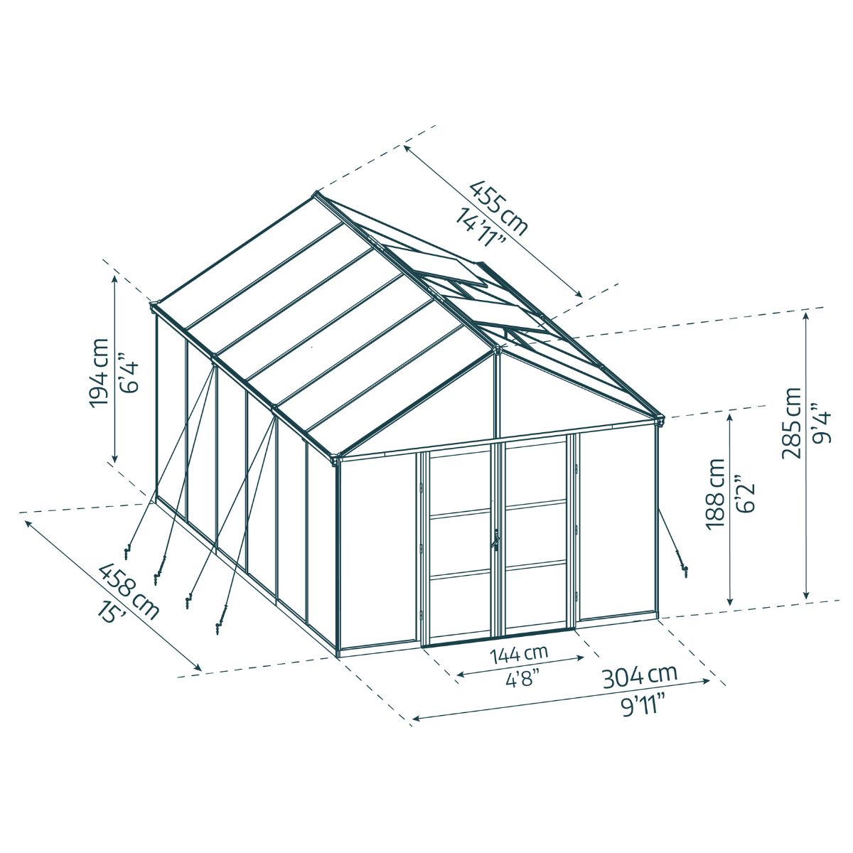 Aria Canopy 3 x 4,5 m - Estufa em policarbonato transparente