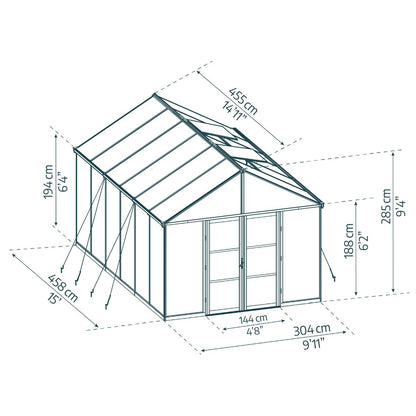 Aria Canopy 3 x 4,5 m - Estufa em policarbonato transparente