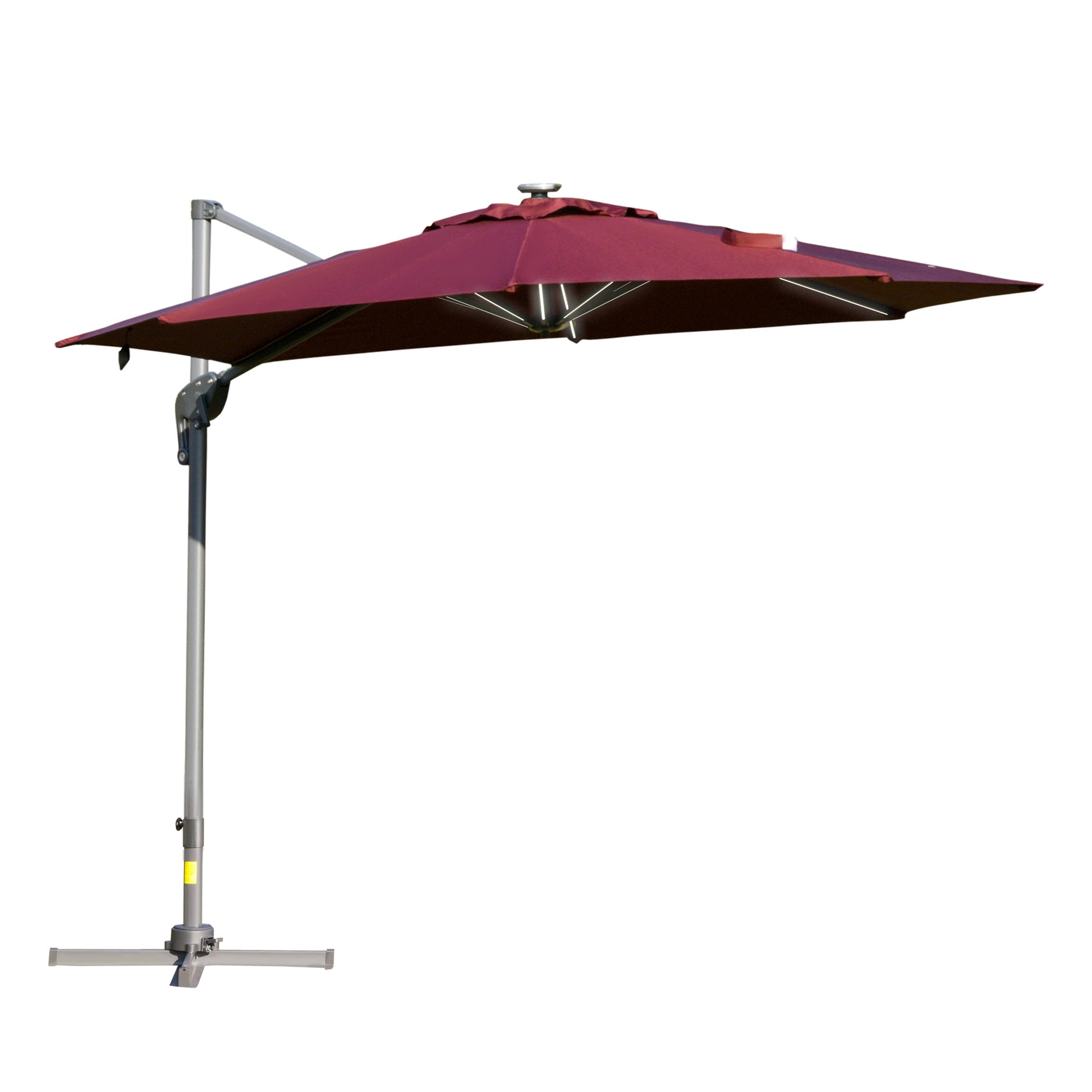 Outsunny Sombrilla De 300 Cm Luces Led Protección Uv 50+ Giratorio Con Manivela_0