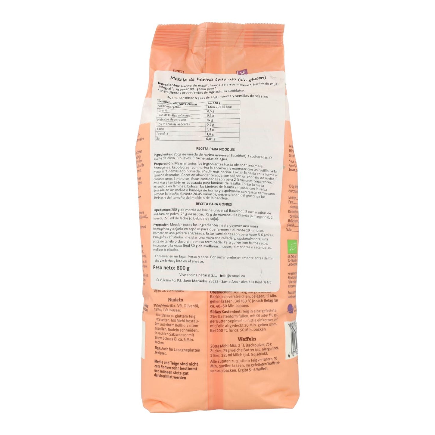 Mistura de farinha biológica sem glúten para todos os fins Bauckhof 800g