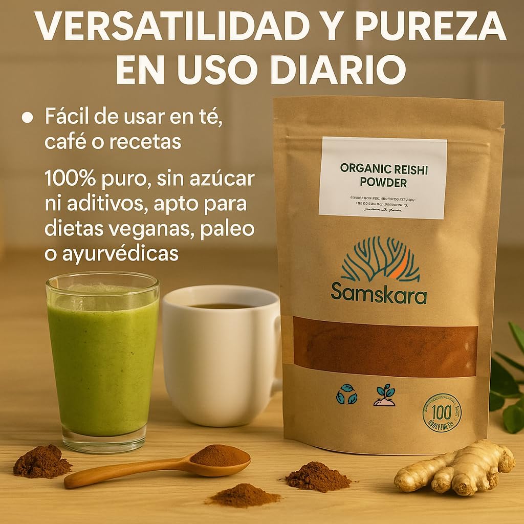Reishi En Polvo Bio - 100g | Complejo De Hongos Ecológico Vegano Para Café Y Smoothies, 100% Natural, Sin Gluten_3