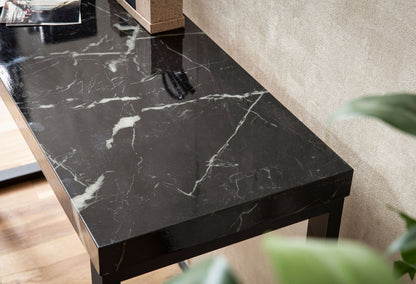 Mesa Consola Aspecto Mármol Negro Brillante 120x40x76 Cm_4