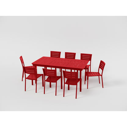 Inari Mesa De Jardín Extensible Rectangular De Aluminio Rojo Para 10 Personas 240x100xh75cm- Mobiliario De Jardín_3