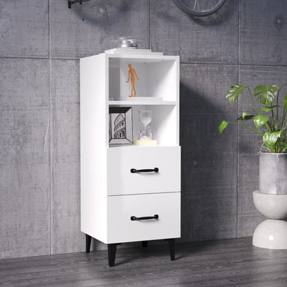Aparador De Madera Contrachapada Blanco Brillante 34,5x34x90 Cm / Vetonek_1