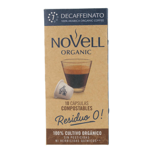 Cápsulas de café descafeinado compostáveis ​​para Nespresso Novell 10 unidades