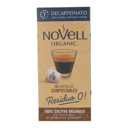 Cápsulas de café descafeinado compostáveis ​​para Nespresso Novell 10 unidades