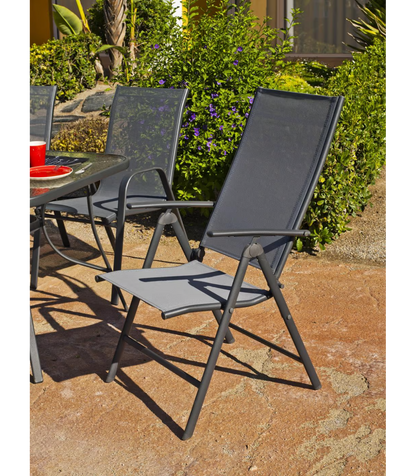 Sillón-tumbona Apilable Terraza Jardín Sulam-5 Acero /textilen Gris Antracita, 100 Cm(al_3
