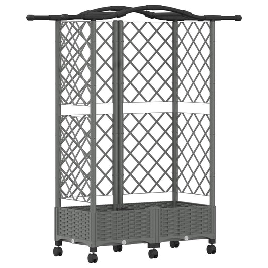 Cama Elevada Con Trellis Y Techo Gris Claro 124 X 40 X 129 Cm_0
