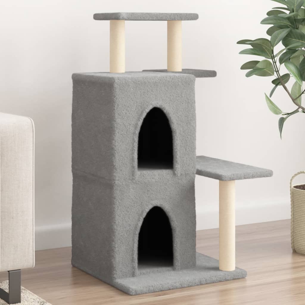 Rascador Para Gatos Con Postes De Sisal Gris Claro 97 Cm_1