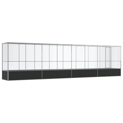 Vidaxl Pajarera Con Extensión De Acero Color Plateado 834,5x107x212 Cm_4