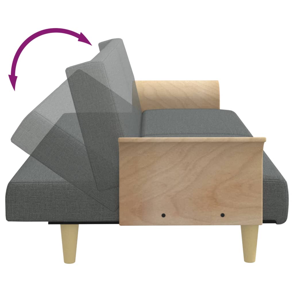 Sofá Cama 2 Plazas Y Almohadas Taburete Terciopelo Gris Oscuro / Vetonek_4