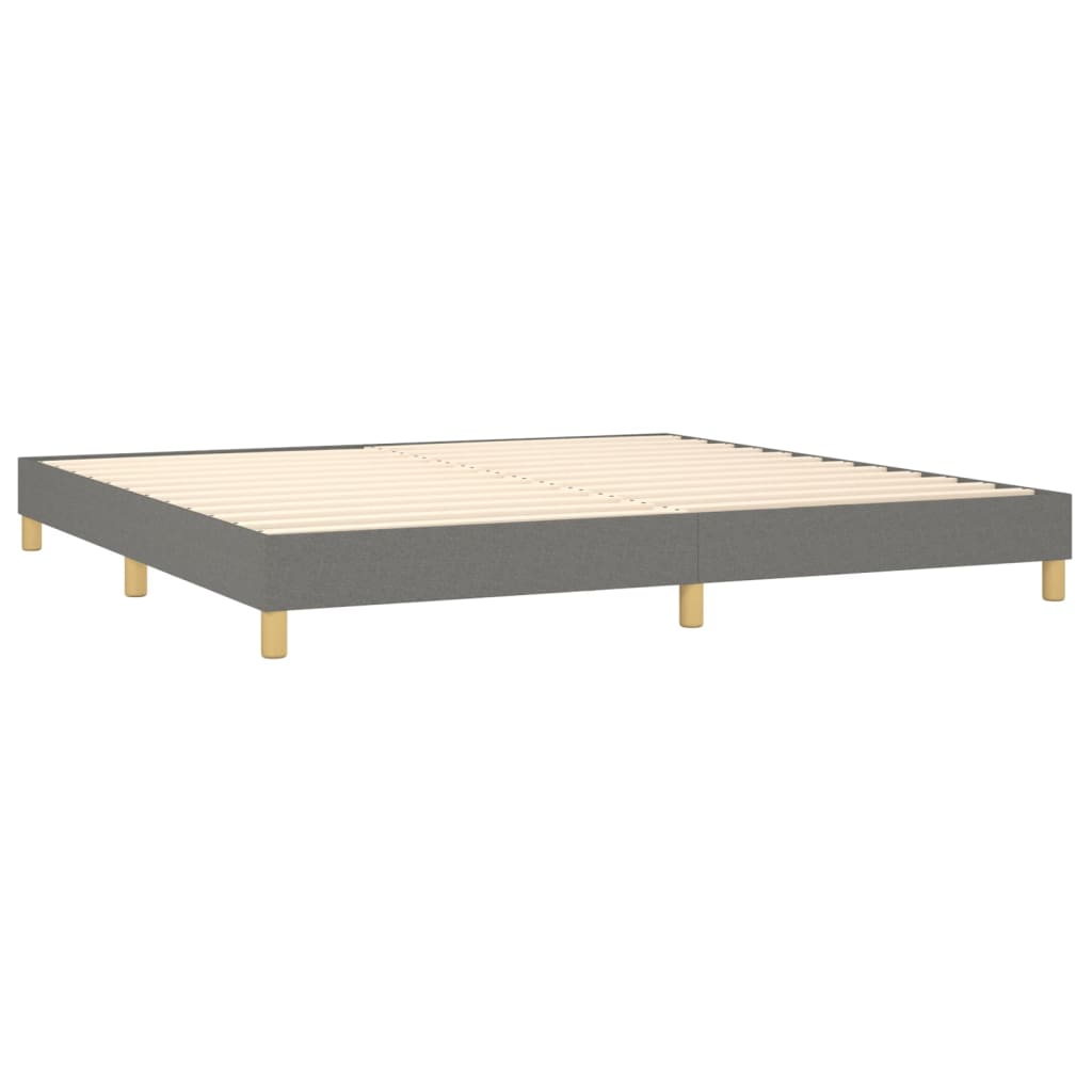 Cama Box Spring Con Colchón Y Led Tela Gris Oscuro 200x200 Cm / Vetonek_4