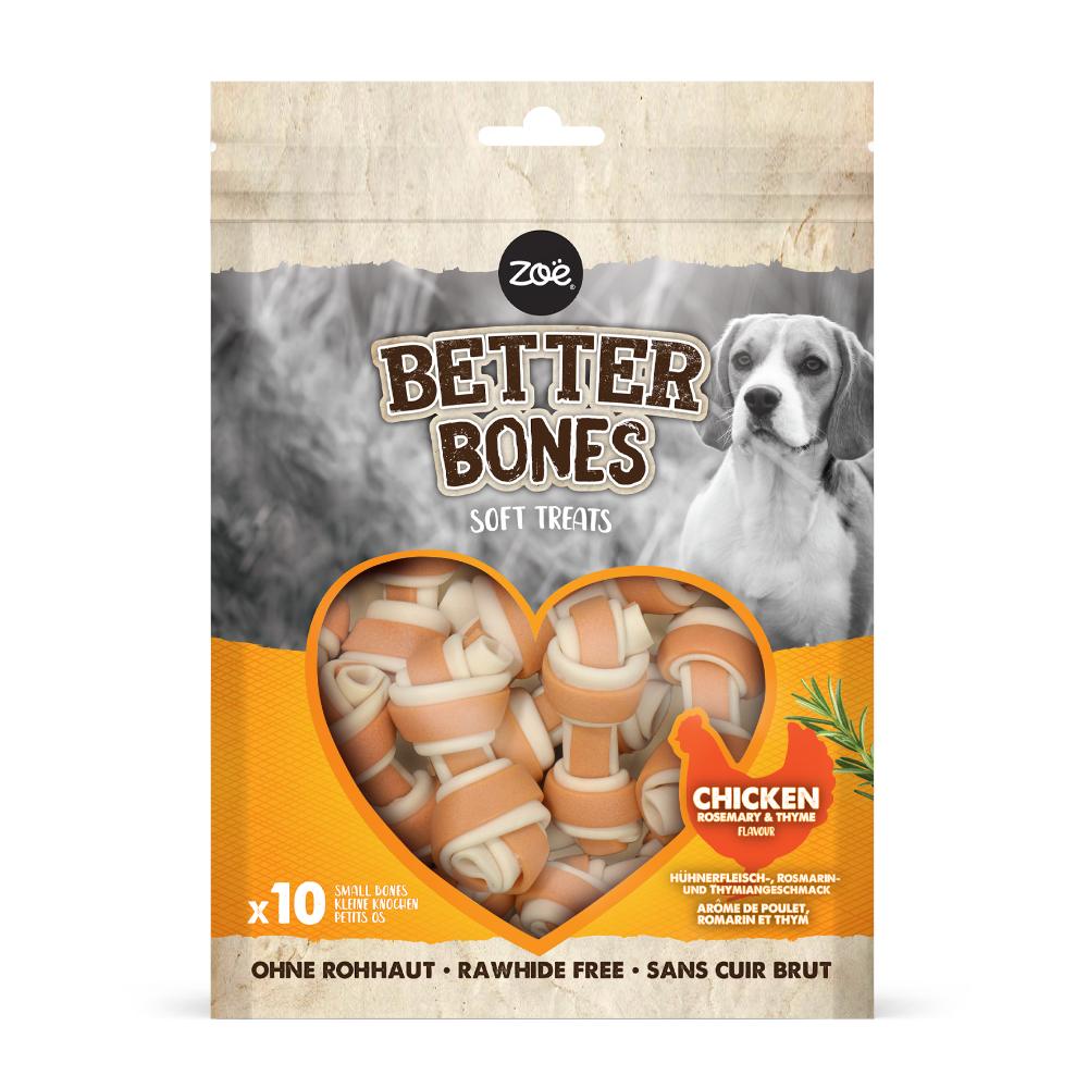 Snack para perros Better Bones sin proteina animal Pollo Small Bones 7,5 cm 10 uds Zoë