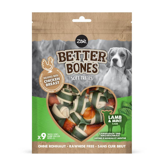 Huesos envueltos para perros Better Bones sin cuero con Cordero 7,5 cm 9 uds Zoë