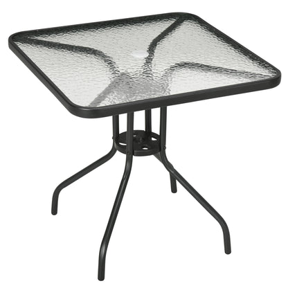 Outsunny Mesa De Jardín Cuadrada Con Agujero Para Sombrilla 76x76x72 Cm Negro_0