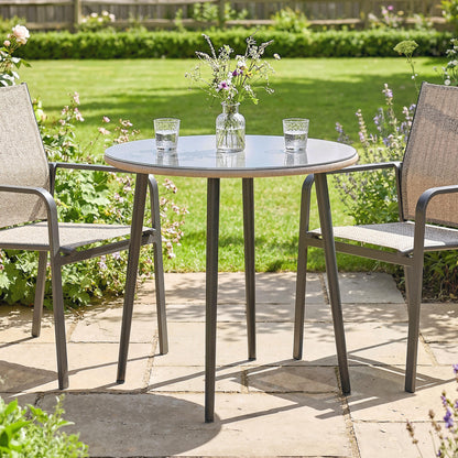 Outsunny Mesa De Comedor De Jardín Con Tablero Vidrio Templado 80x80x74 Cm Gris_1