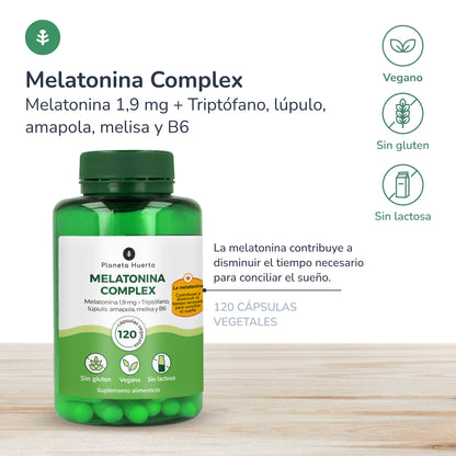 Embalagem 2x Complexo de Melatonina Planeta Huerto 120 cápsulas