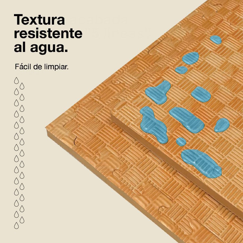 Jowy Tatami Puzzle 2cm 100x100cm, Pack 4 Unidades – Superficie 5 Líneas Madera