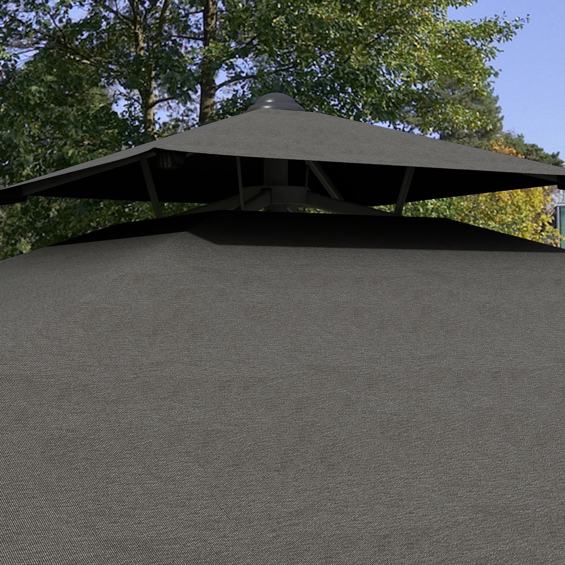 Outsunny Sombrilla Terraza Exterior De 2,5 M Con Manivela Techo Doble Gris_4