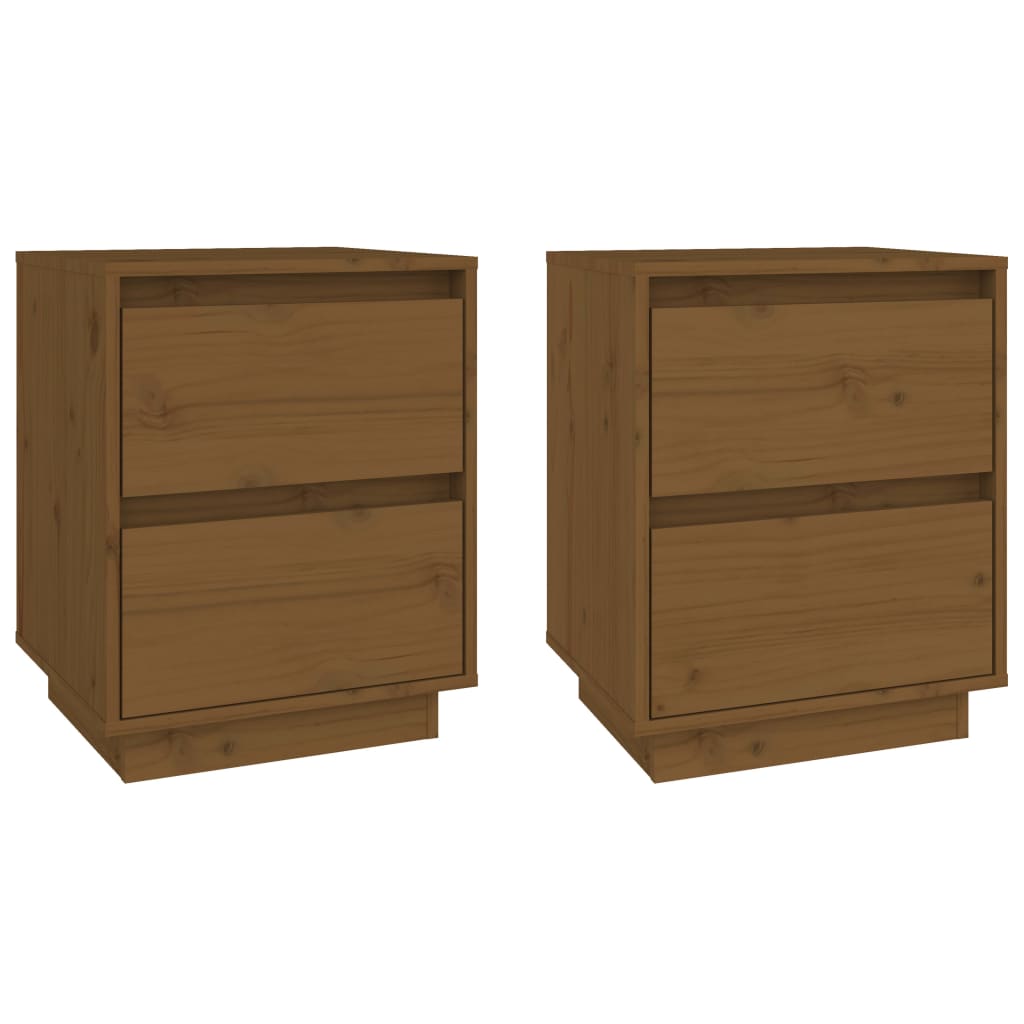 Mesitas De Noche 2 Uds Madera De Pino Marrón Miel 40x35x50 Cm_0