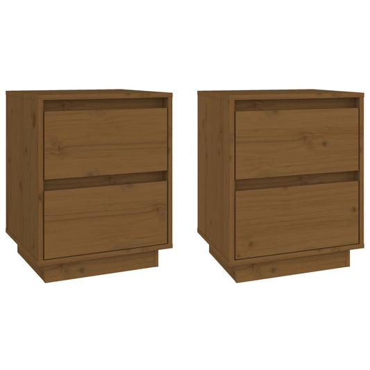 Mesitas De Noche 2 Uds Madera De Pino Marrón Miel 40x35x50 Cm_0