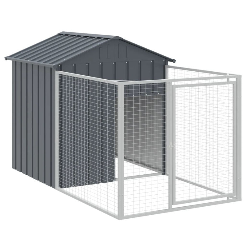 Caseta Para Perros Con Techo Antracita 117x405x123 Cm Acero Galvanizado_5