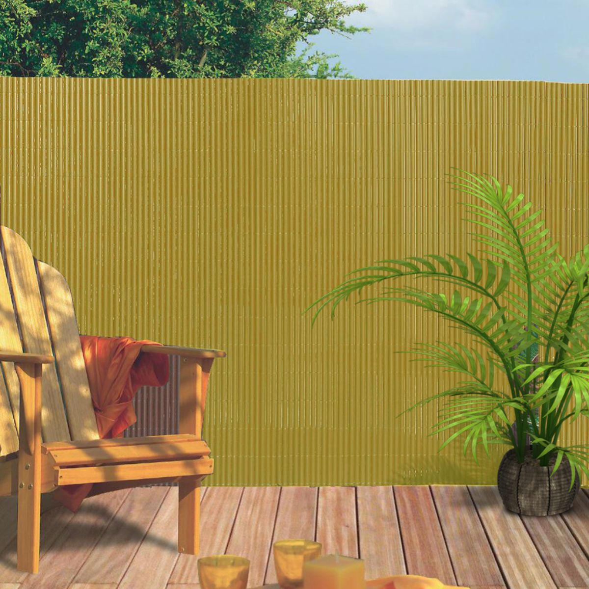 Barreira sintética semicircular Plasticane Nortene bambu 1x3m