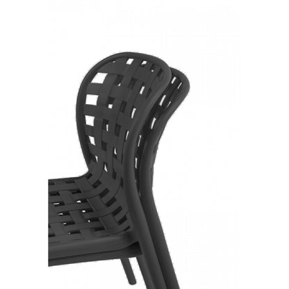 Juego De 4 Sillas De Jardín Apilables De Polipropileno De Carbono Negro Calado Corfu - Muebles De Jardín - 46x56xh82cm_3