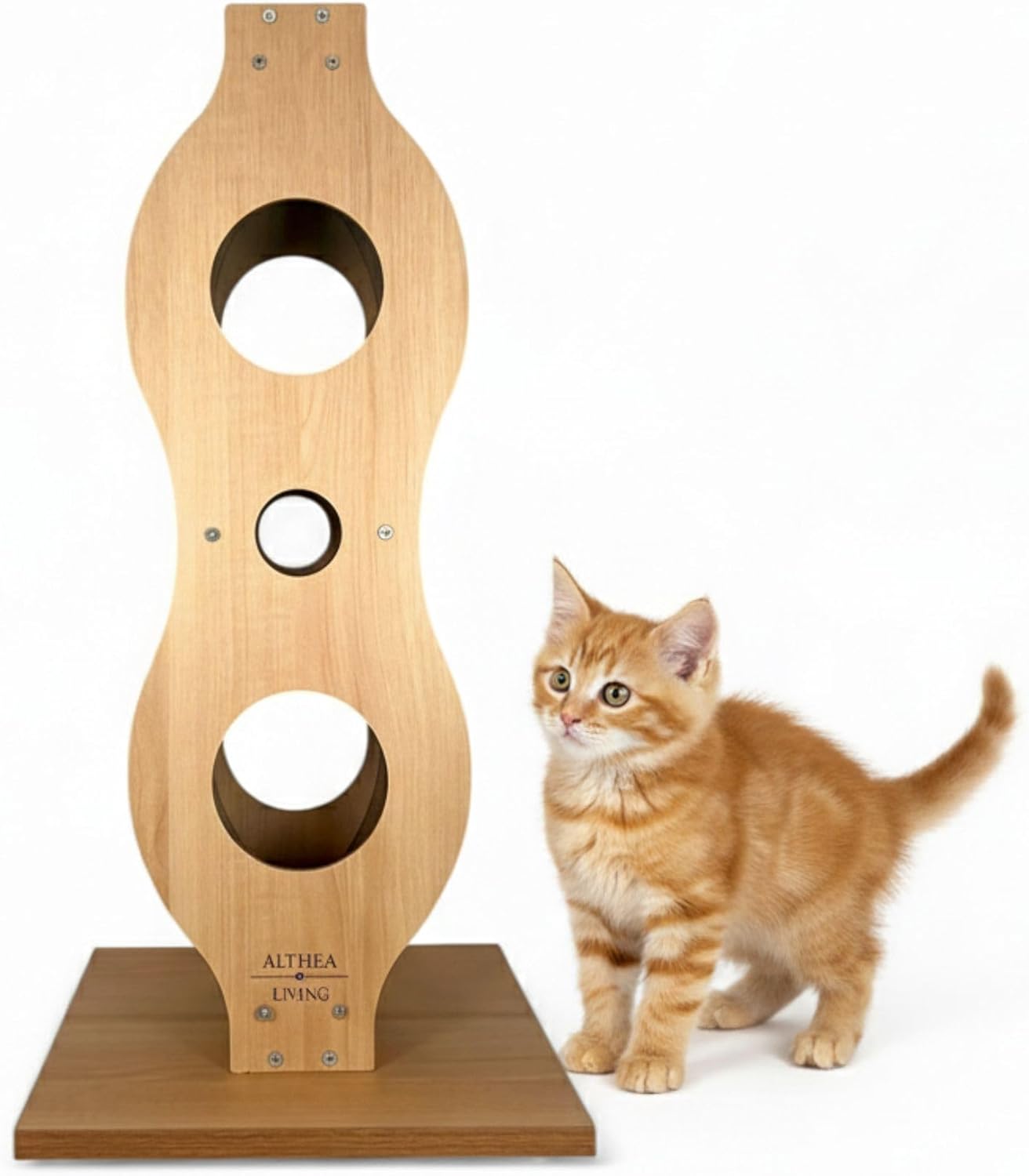 Torre Rascadora Para Gatos Océano De Roble Y Madera Sólida Con Diseño Decorativo Althea Living 40x35x12cm_1