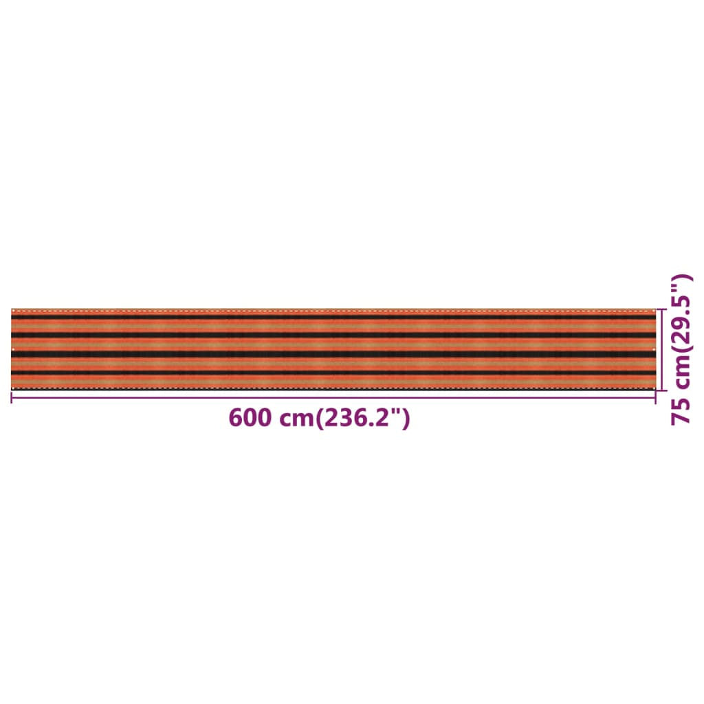 Vidaxl Toldo Para Balcón Hdpe Multicolor 75x600 Cm_2