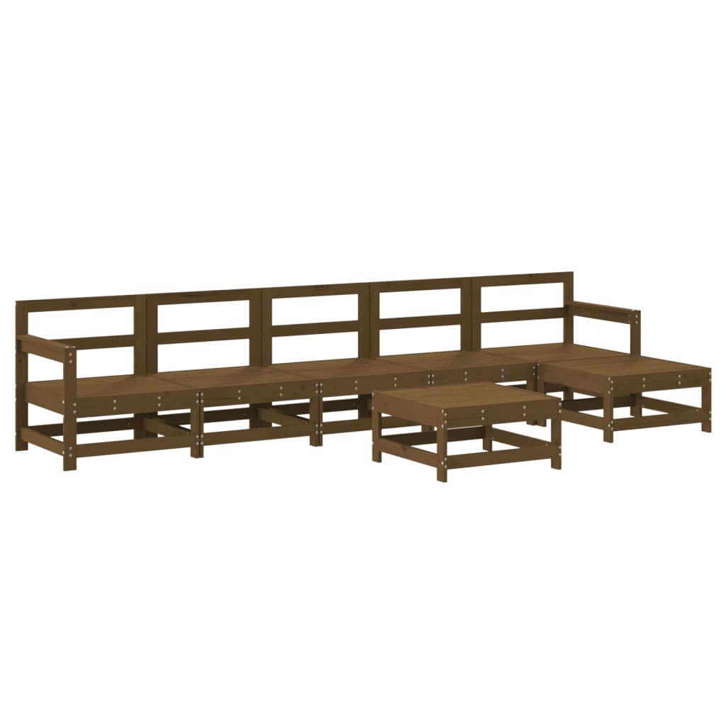 Vidaxl Juego De Muebles Jardín 7 Pzas Madera Maciza Pino Marrón Miel_0