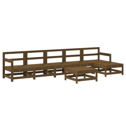 Vidaxl Juego De Muebles Jardín 7 Pzas Madera Maciza Pino Marrón Miel_0