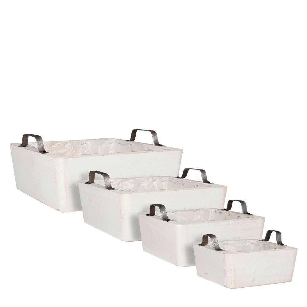 Macetero De Madera Blanca Cuadrado 18cm_0